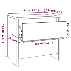 Grauer Nachttisch Sonoma Holz 45 cm