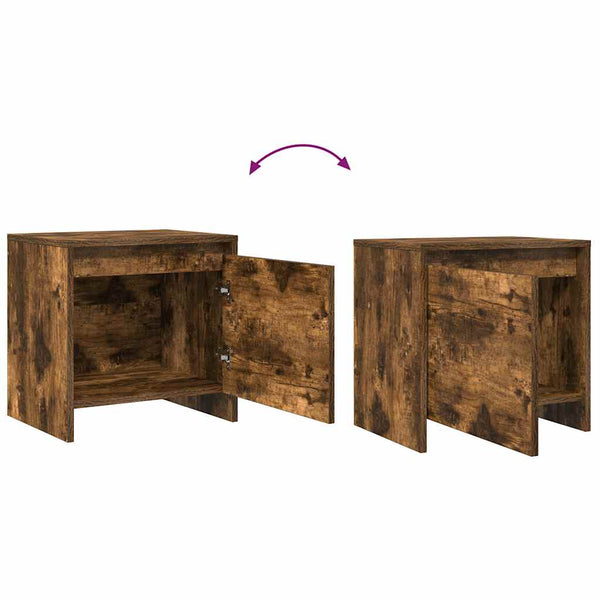 Nachttische 2er Set Räuchereiche 45x34 cm