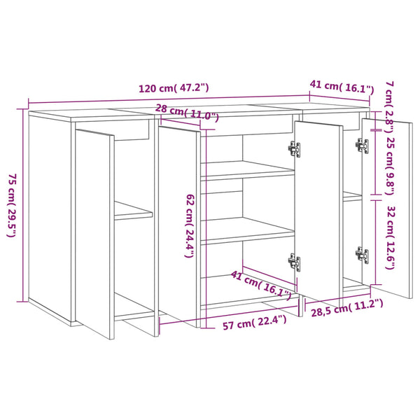 Sideboard Grau Sonoma 120 cm
