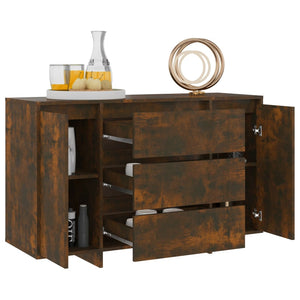 vidaXL Sideboard with 3 Drawers Smoked Oak 120x41x75 cm