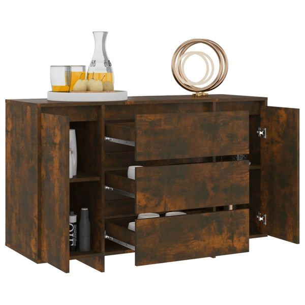 vidaXL Sideboard with 3 Drawers Smoked Oak 120x41x75 cm