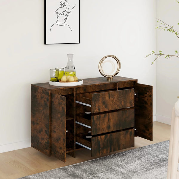 vidaXL Sideboard with 3 Drawers Smoked Oak 120x41x75 cm