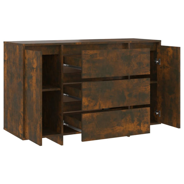 vidaXL Sideboard with 3 Drawers Smoked Oak 120x41x75 cm