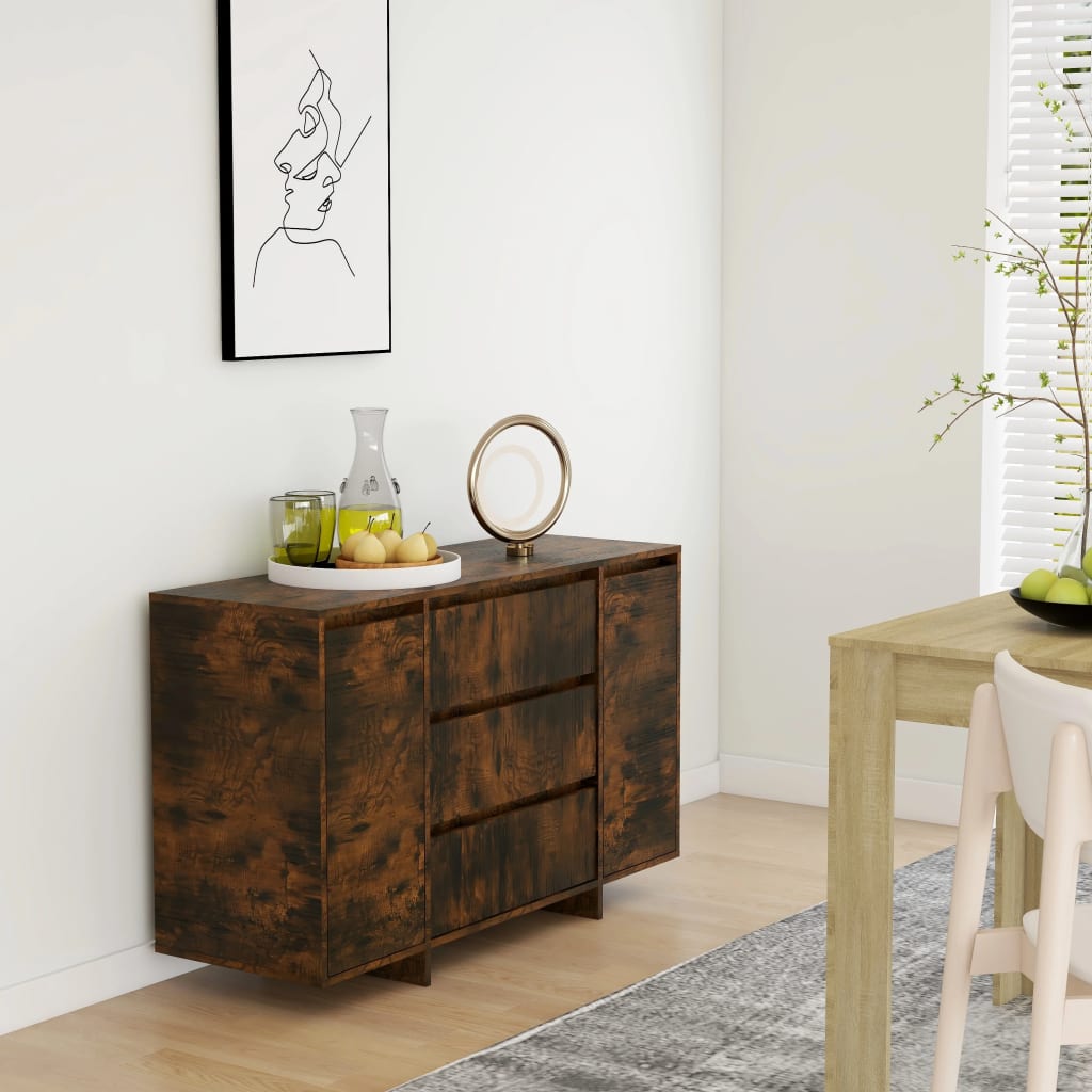 vidaXL Sideboard with 3 Drawers Smoked Oak 120x41x75 cm