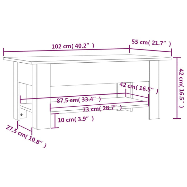 Couchtisch Braun Eichen-Optik 102x55 cm