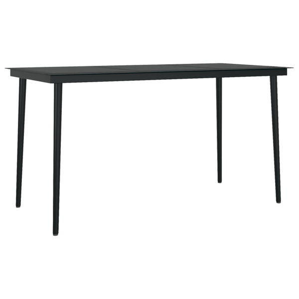 Garten-Esstisch Schwarz 140x70x74 cm Stahl und Glas