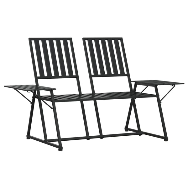 2-Sitzer Gartenbank Schwarz Stahl 165cm