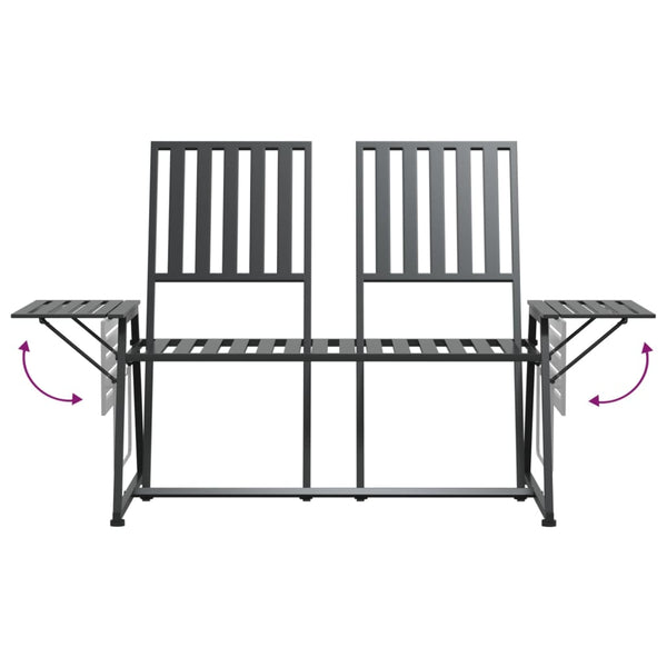 2-Sitzer Gartenbank Schwarz Stahl 165cm