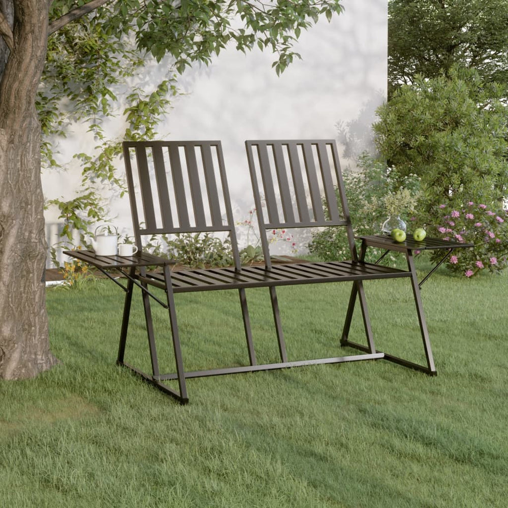 2-Sitzer Gartenbank Schwarz Stahl 165cm