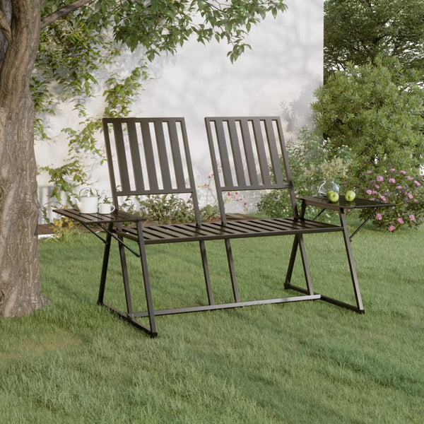 2-Sitzer Gartenbank Schwarz Stahl 165cm
