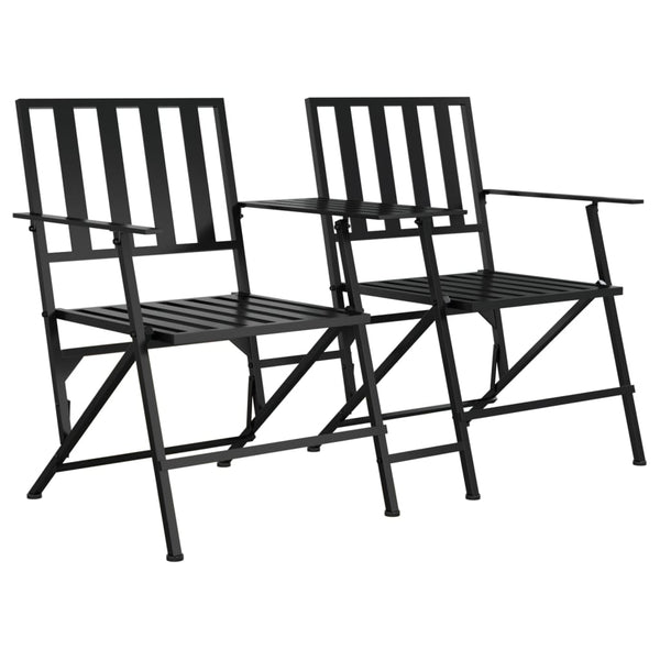 vidaXL Banc de jardin 2 places pliable 137 cm Acier noir