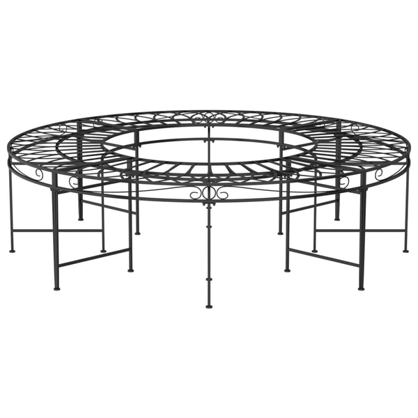 Runde Baumbank, Ø160cm, Stahl Schwarz