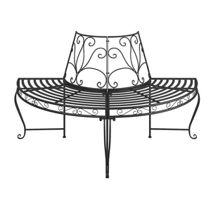 Halbrunde Baumbank Stahl Schwarz Ø160 cm
