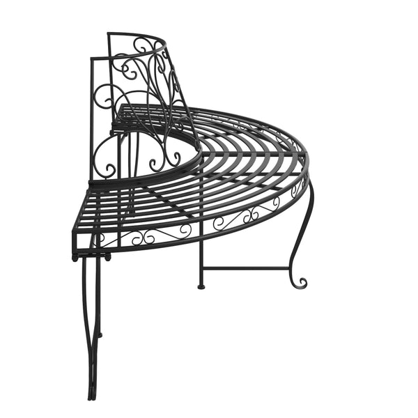 Halbrunde Baumbank Stahl Schwarz Ø160 cm