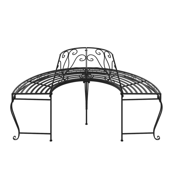 Halbrunde Baumbank Stahl Schwarz Ø160 cm
