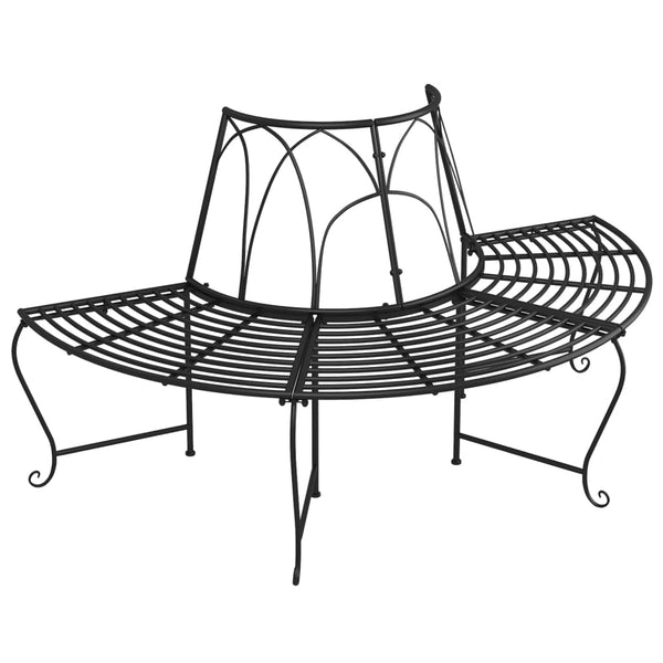 Halbkreisförmige Baumbank Ø159cm, Stahl Schwarz