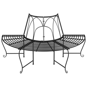 Halbkreisförmige Baumbank Ø159cm, Stahl Schwarz