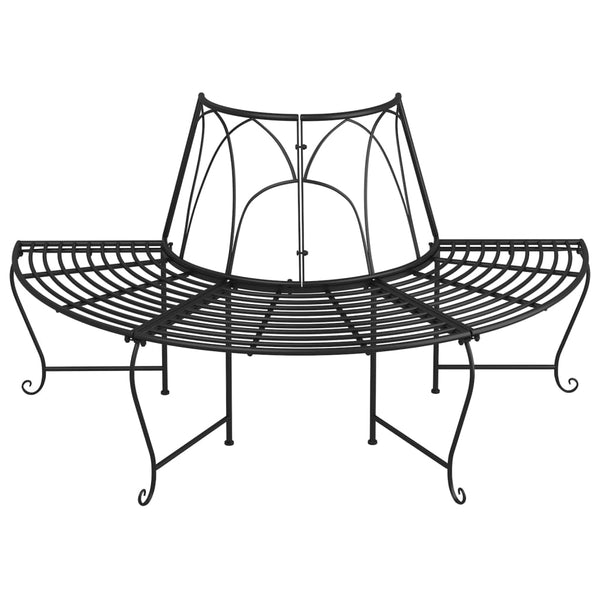 Halbkreisförmige Baumbank Ø159cm, Stahl Schwarz