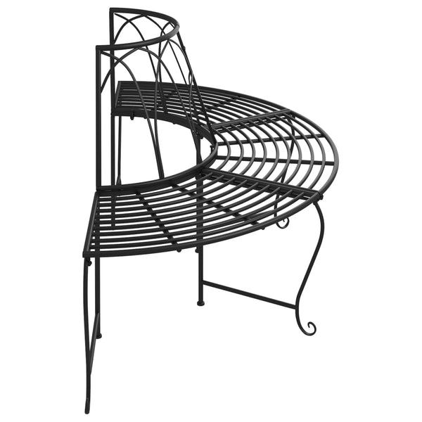 Halbkreisförmige Baumbank Ø159cm, Stahl Schwarz