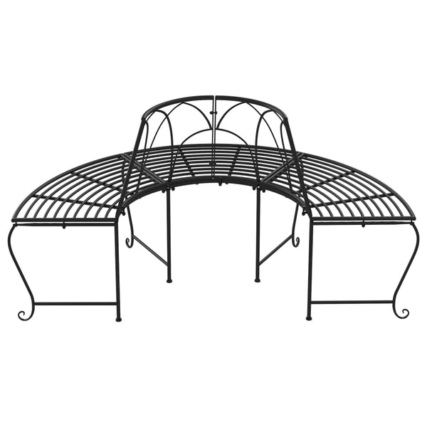 Halbkreisförmige Baumbank Ø159cm, Stahl Schwarz