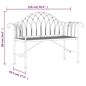 2-Sitzer Gartenbank Schwarz Stahl 128cm