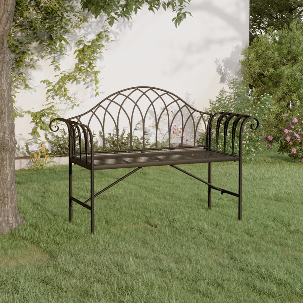 2-Sitzer Gartenbank Schwarz Stahl 128cm
