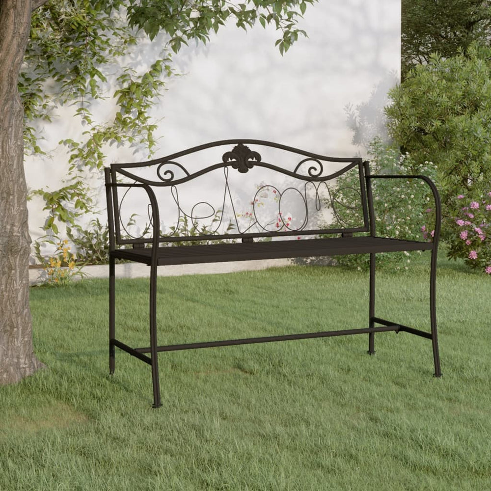 2-Sitzer Gartenbank Schwarz Stahl 104 cm