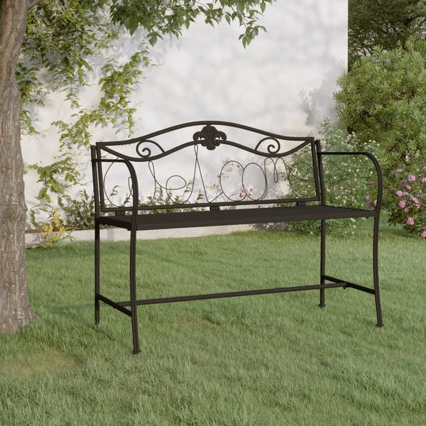 2-Sitzer Gartenbank Schwarz Stahl 104 cm