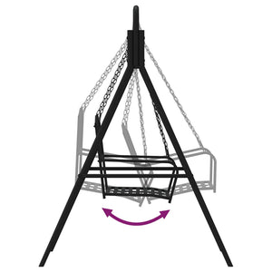 Schwarze Hollywoodschaukel, 124 cm, Stahl