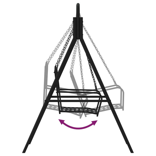 Schwarze Hollywoodschaukel, 124 cm, Stahl