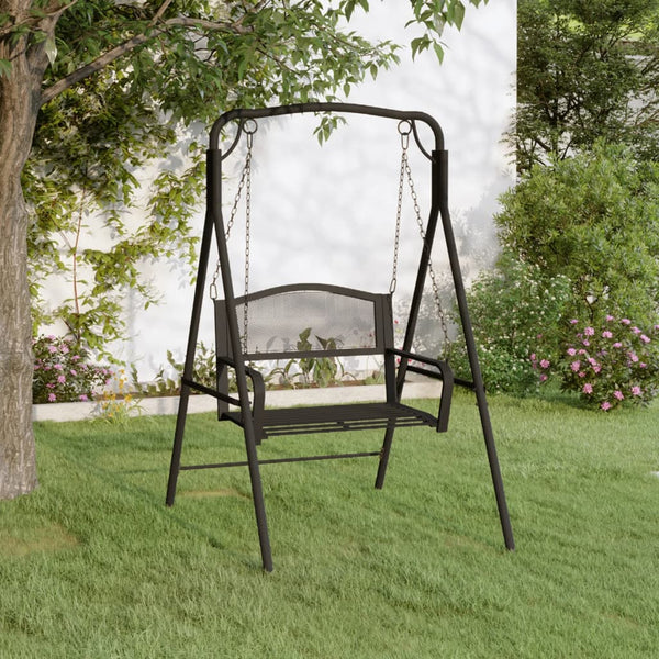 Schwarze Hollywoodschaukel, 124 cm, Stahl