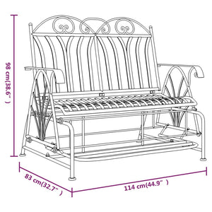 Schaukelbank 2-Sitzer Schwarz Stahl 114cm