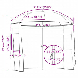 vidaXL Parasol de pêche vert 220x185 cm