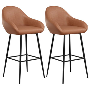 Barhocker 2er Set Hellbraun Kunstleder