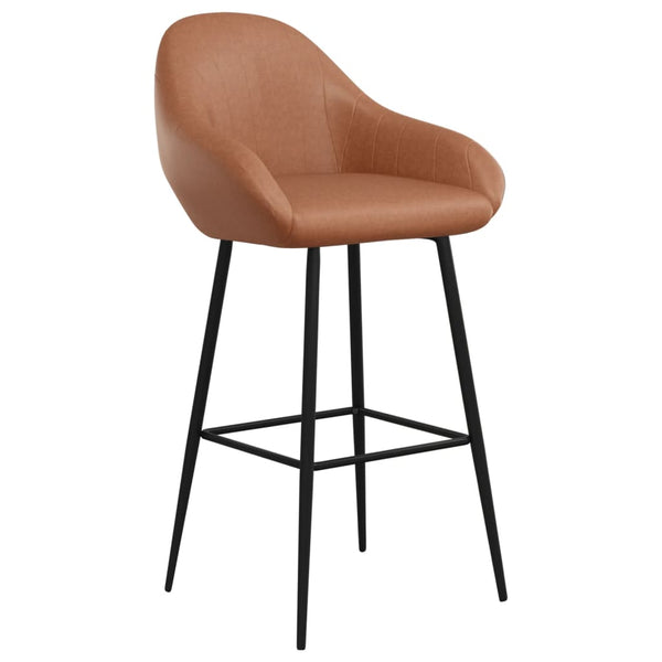 Barhocker 2er Set Hellbraun Kunstleder