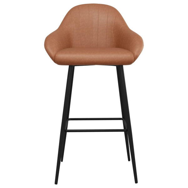 Barhocker 2er Set Hellbraun Kunstleder