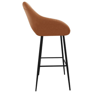 Barhocker 2er Set Hellbraun Kunstleder