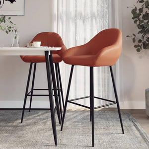 Barhocker 2er Set Hellbraun Kunstleder
