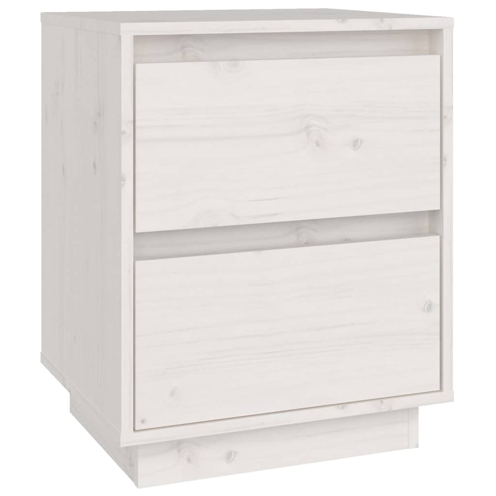 vidaXL Bedside Cabinet White 40x35x50 cm Solid Pine Wood