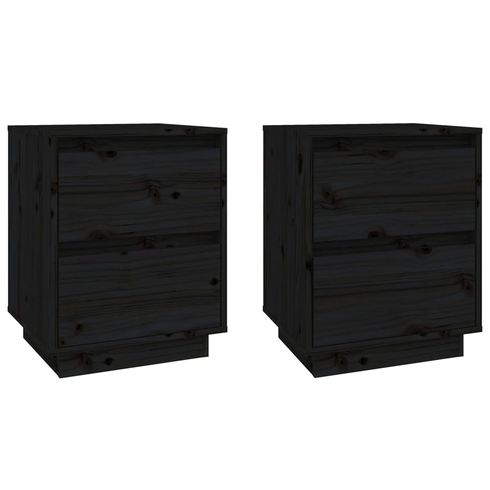 vidaXL Bedside Cabinets 2 pcs Black 40x35x50 cm Solid Pine Wood