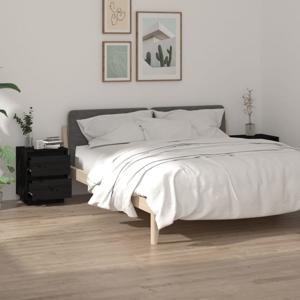 vidaXL Bedside Cabinets 2 pcs Black 40x35x50 cm Solid Pine Wood