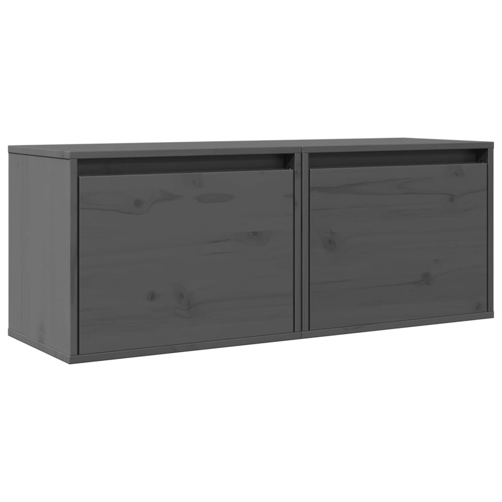 Graue Kiefer Massivholz Wandschränke, 2er-Set