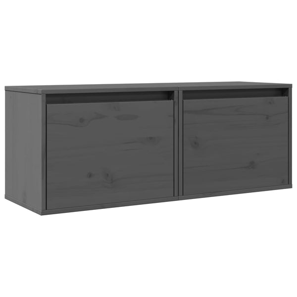Graue Kiefer Massivholz Wandschränke, 2er-Set