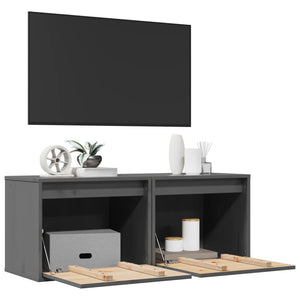 Graue Kiefer Massivholz Wandschränke, 2er-Set