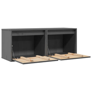 Graue Kiefer Massivholz Wandschränke, 2er-Set