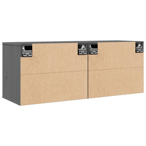 Graue Kiefer Massivholz Wandschränke, 2er-Set