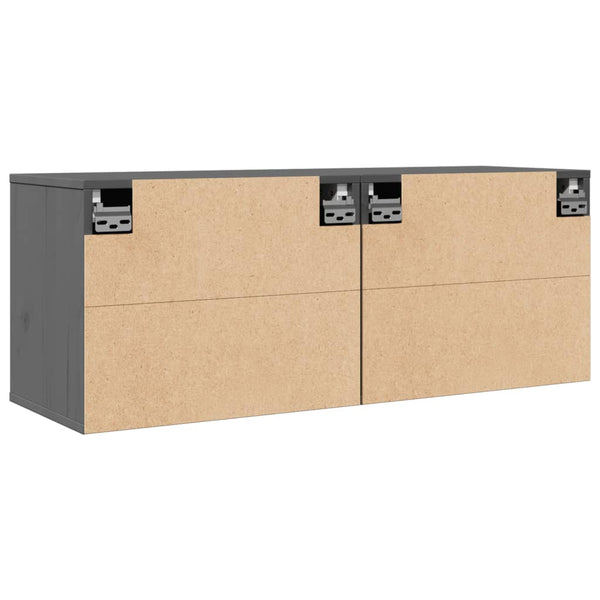 Graue Kiefer Massivholz Wandschränke, 2er-Set