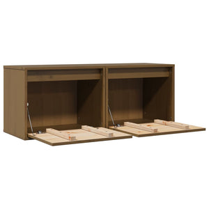 Wandschränke 2er Set Honigbraun Kiefer Massivholz