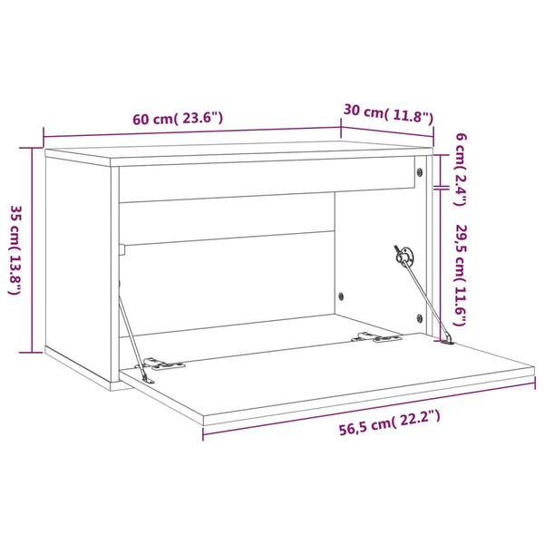Wandschrank Kiefer Massivholz 60x30x35 cm