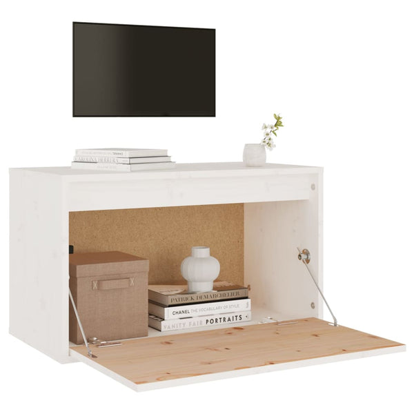 Wandschrank Weiß 60x30x35cm Kiefer Massivholz